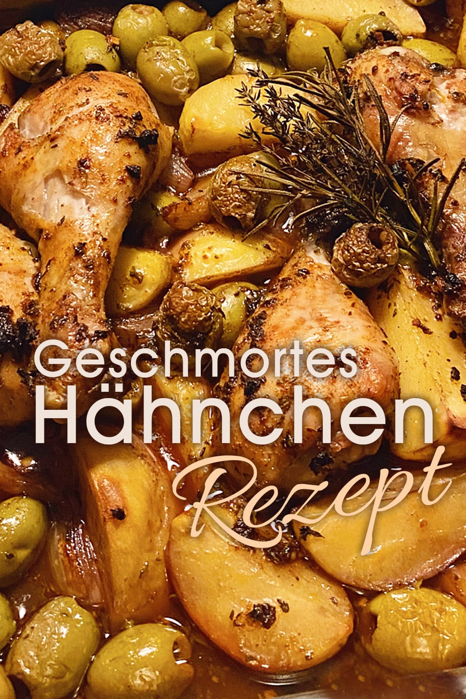 REZEPT: Geschmortes Hähnchen mit Schalotten, Oliven und Kartoffeln